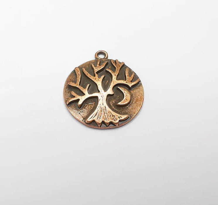 Tree and Crescent Charms Pendant Antique Copper Plated Charms (28x25mm) G29429