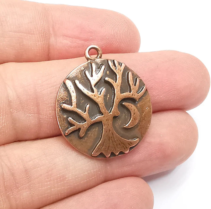 Tree and Crescent Charms Pendant Antique Copper Plated Charms (28x25mm) G29429