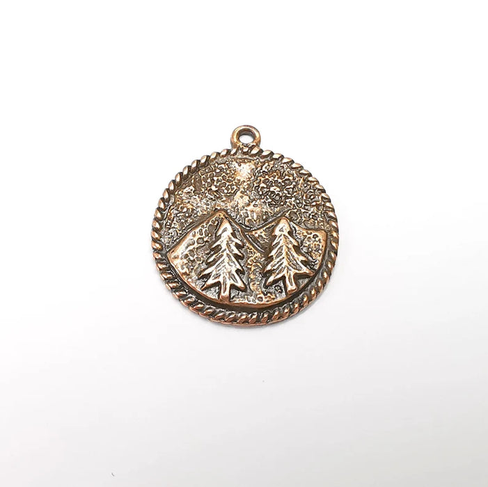 Mountain Tree Landscape Charms Pendant Antique Copper Plated Charms (30x26mm) G29430