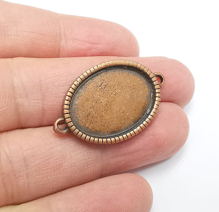 Oval Pendant Connector Blanks, Resin Bezel Bases, Mosaic Mountings, Polymer Clay base, Antique Copper Plated (25x18mm) G29444