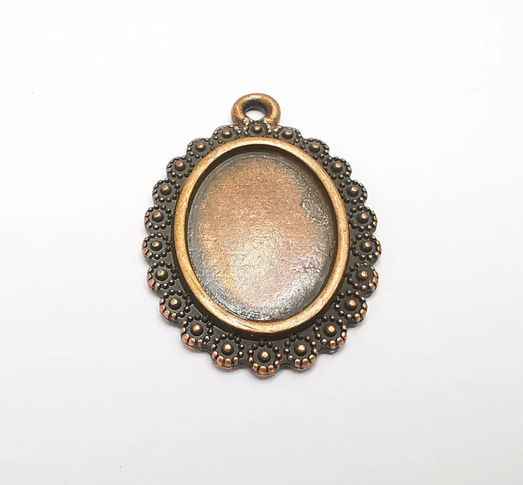 Oval Pendant Bezel Blanks, Resin Bezel Bases, Mosaic Mountings, Polymer Clay base, Antique Copper Plated (25x18mm) G29448