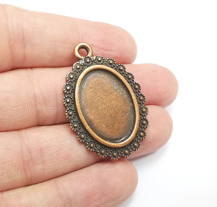 Oval Pendant Bezel Blanks, Resin Bezel Bases, Mosaic Mountings, Polymer Clay base, Antique Copper Plated (25x18mm) G29448