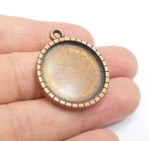 Round Pendant Bezel Blanks, Resin Bezel Bases, Mosaic Mountings, Polymer Clay base, Antique Copper Plated (25mm) G29456