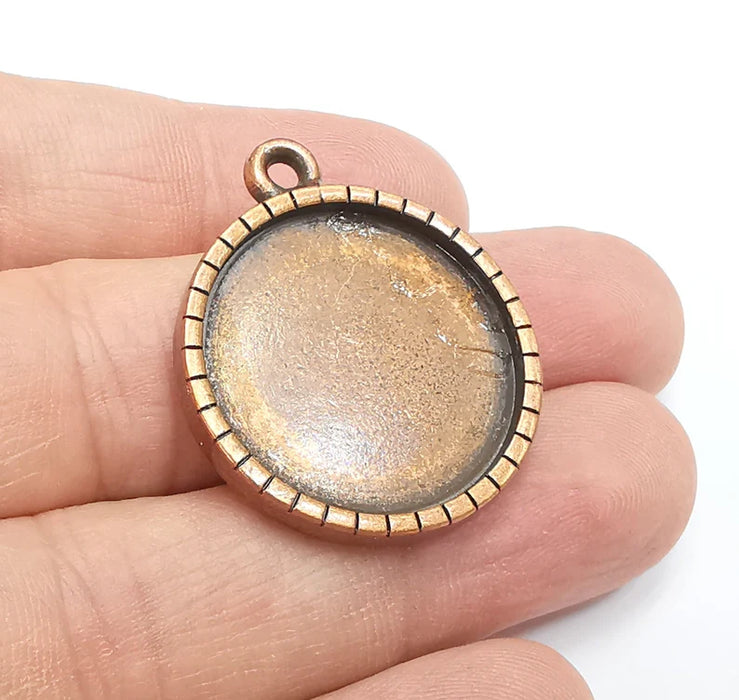 Round Pendant Bezel Blanks, Resin Bezel Bases, Mosaic Mountings, Polymer Clay base, Antique Copper Plated (25mm) G29456