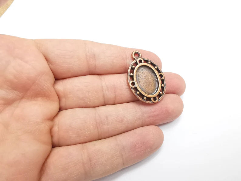 Oval Pendant Bezel Blanks, Resin Bezel Bases, Mosaic Mountings, Polymer Clay base, Antique Copper Plated (18x13mm) G29458