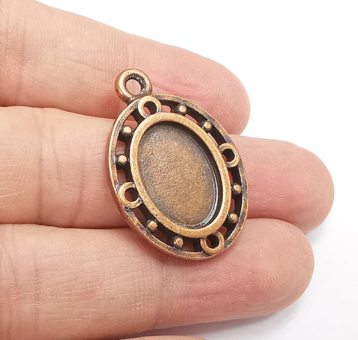 Oval Pendant Bezel Blanks, Resin Bezel Bases, Mosaic Mountings, Polymer Clay base, Antique Copper Plated (18x13mm) G29458