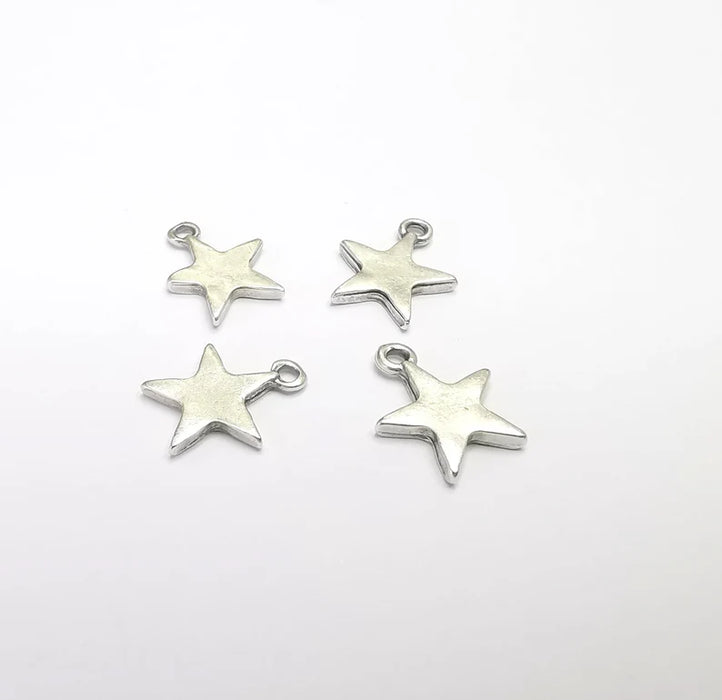 5 Star Charms Antique Silver Plated Charms (15x13mm) G29647