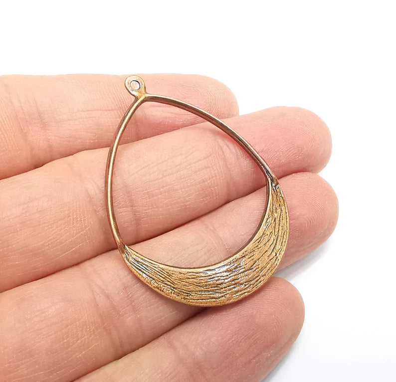 Drop Charms, Brushed Pendant Antique Copper Plated (47x34mm) G29648