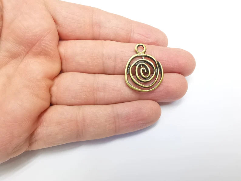 2 Swirl Charms Antique Bronze Plated (27x22mm) G29666
