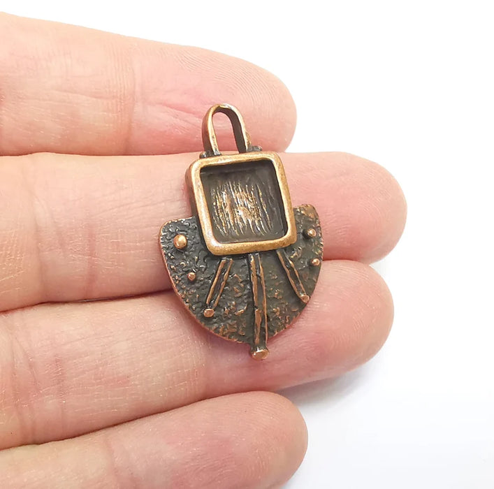 Copper Charms Pendant Antique Copper Plated Charms (35x23mm) (10x10mm bezel) G29667
