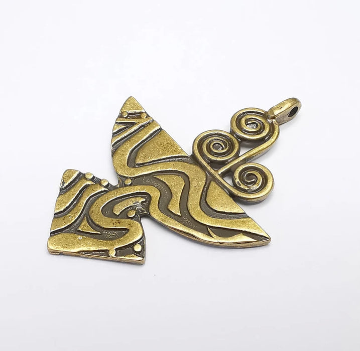 Unique Swirl Charms, Antique Bronze Plated (63x46mm) G29672