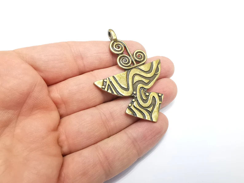 Unique Swirl Charms, Antique Bronze Plated (63x46mm) G29672