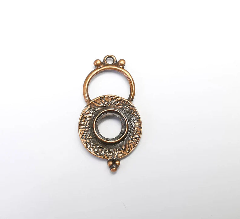 2 Copper Charms Pendant Antique Copper Plated Charms (35x23mm) (10mm bezel) G29675