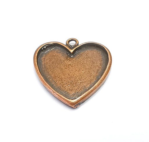Heart Charm Bezel, Resin Blank, inlay Mounting, Mosaic Pendant Frame, Cabochon Base,Dry Flower Setting,Antique Copper Plated 25x20mm G29677