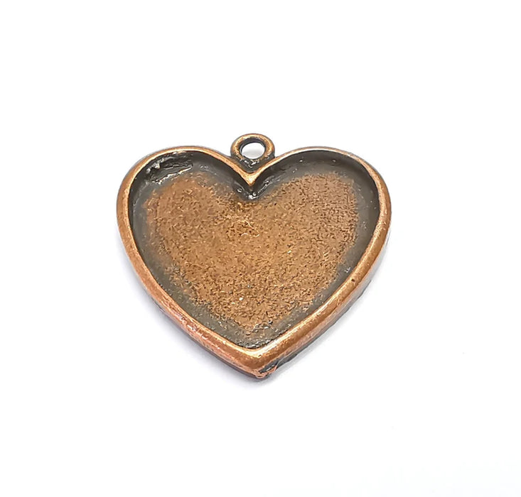Heart Charm Bezel, Resin Blank, inlay Mounting, Mosaic Pendant Frame, Cabochon Base,Dry Flower Setting,Antique Copper Plated 25x20mm G29677