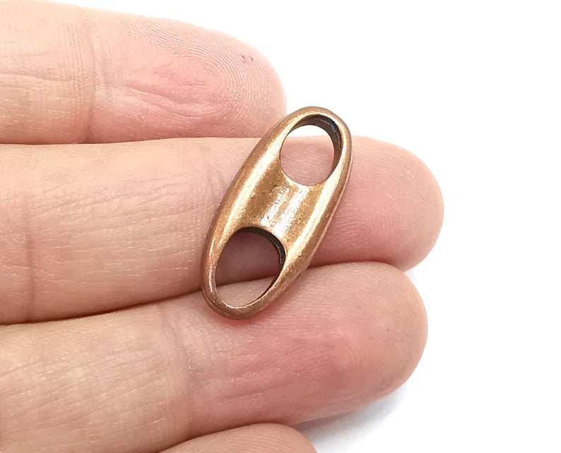 2 Oval Connector Charms Antique Copper Plated Charms (25x11mm) G29680