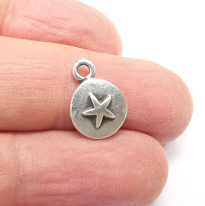 5 Star Charms Antique Silver Plated Charms (15x11mm) G29693