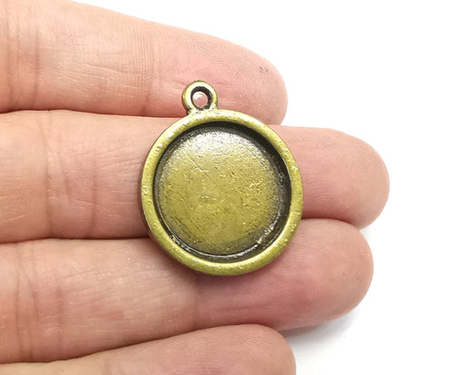 Round Charm Bezel, Resin Blank, inlay Mounting, Mosaic Pendant Frame, Cabochon Base,Dry Flower Setting,Antique Bronze Plated ( 20mm ) G29698