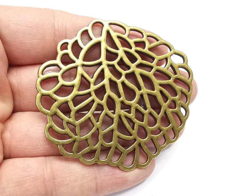 Coral Filigree Pendant Antique Bronze Plated Findings (66x62mm) G29469