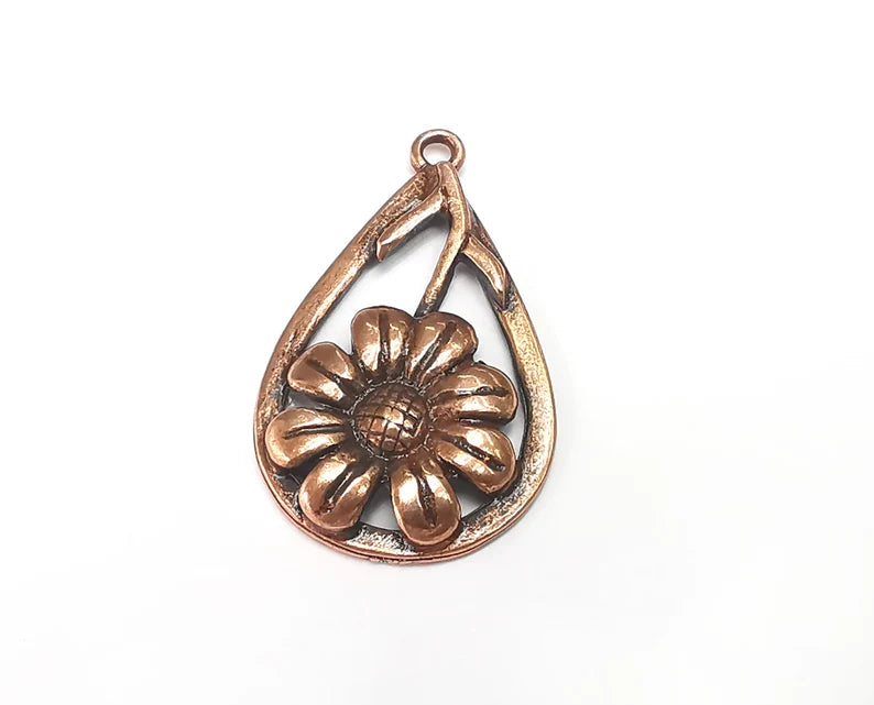Flower Drop Charms Antique Copper Plated Charms (40x24mm) G29707
