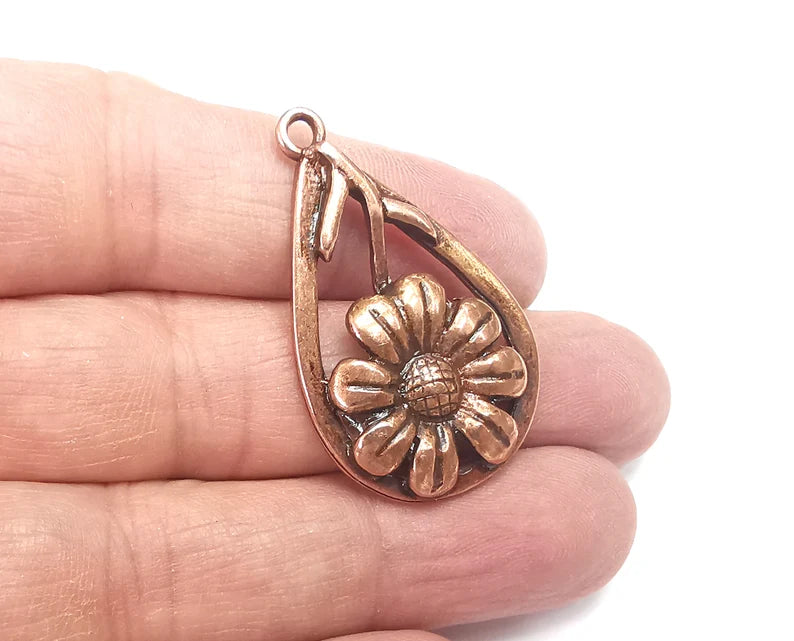 Flower Drop Charms Antique Copper Plated Charms (40x24mm) G29707