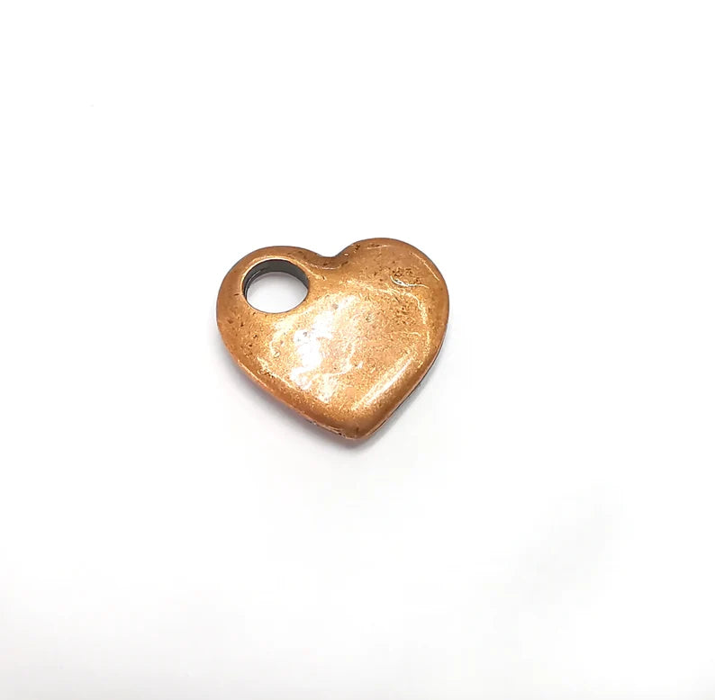 2 Heart Charm, Antique Copper Plated Charms (19x17mm) G29478