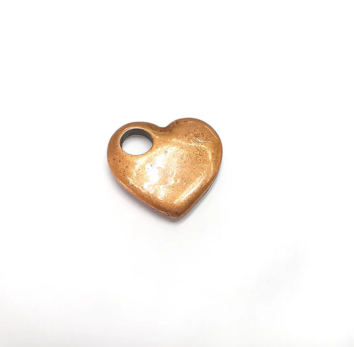 2 Heart Charm, Antique Copper Plated Charms (19x17mm) G33102