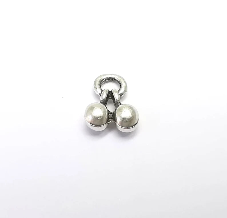 5 Dangling Ball Charms Cherry Charms Antique Silver Plated Charms (42x15mm) G29717