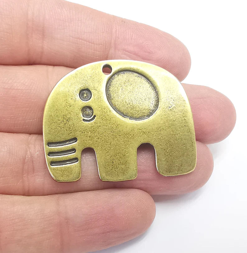 Elephant Charms Pendants, Antique Bronze Plated Charms (42x34mm) G29718