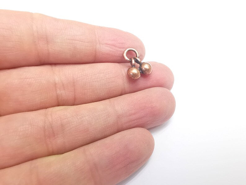 5 Dangling Ball Charms Cherry Charms Antique Copper Plated Charms (42x15mm) G29720