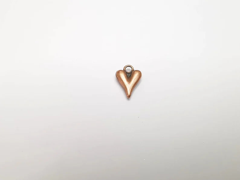 5 Heart Charm (Double Sided) Antique Copper Plated Charm (16x11mm) G29493