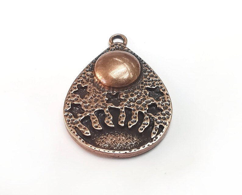 Drop Crown Charms, Antique Copper Plated Charms (35x24mm) G29740