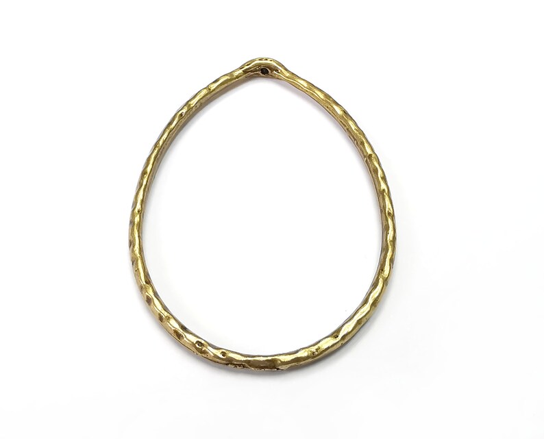 2 Hammered Drop Pendant with Top Hole Findings Antique Bronze Plated (57x38mm) G29755