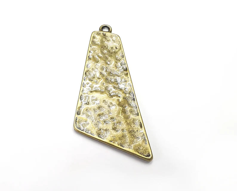 Hammered Organic Charms Pendant Antique Bronze Plated Pendant (57mm) G29759