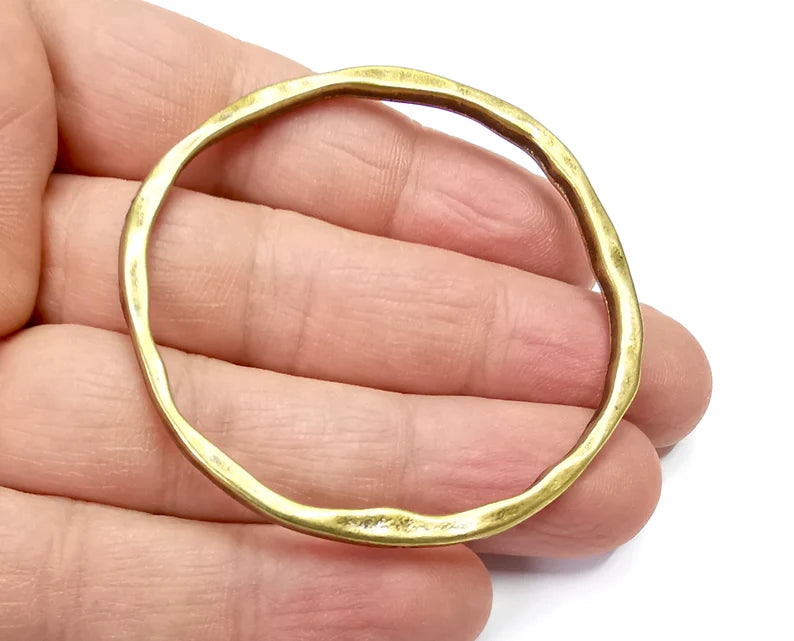 Round Circle Jewelry Findings Antique Bronze Plated Organic Shape Pendant (60mm) G29762