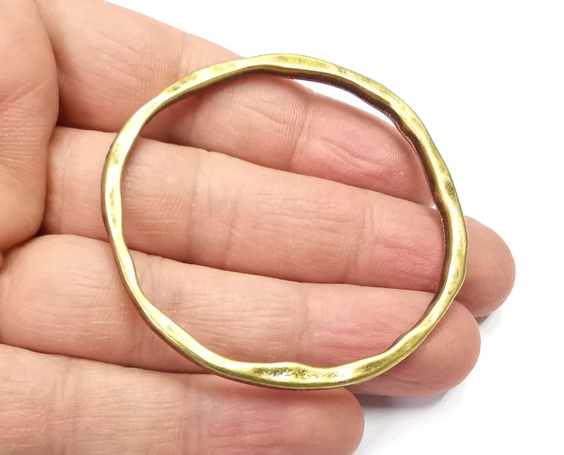 Round Circle Jewelry Findings Antique Bronze Plated Organic Shape Pendant (60mm) G29762