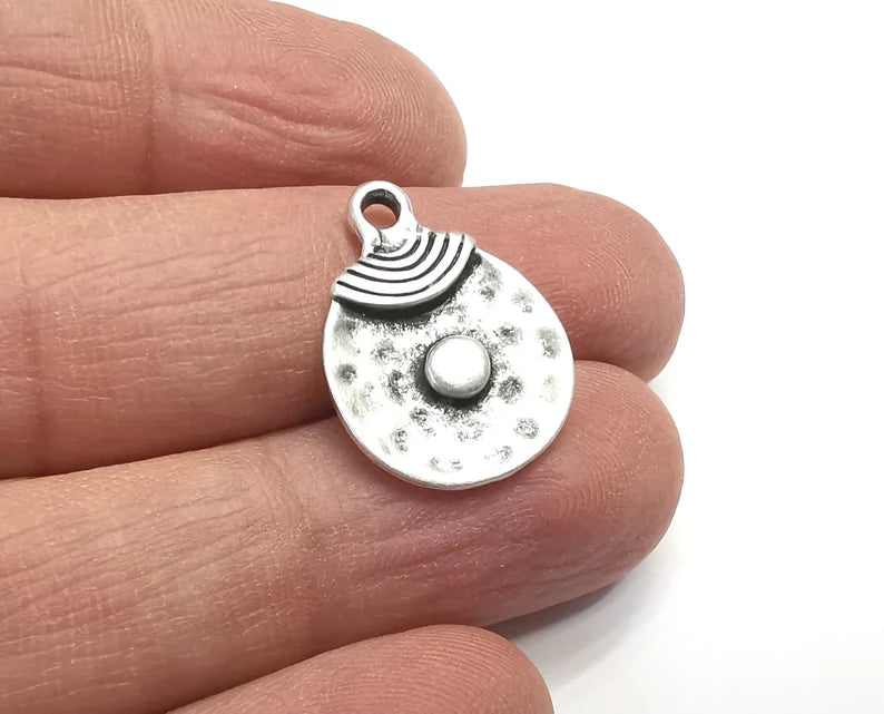 Hammered Ethnic Charms Antique Silver Plated Charms (22x16mm) G29767