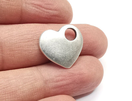2 Heart Charm, Antique Silver Plated Charms (19x17mm) G29768