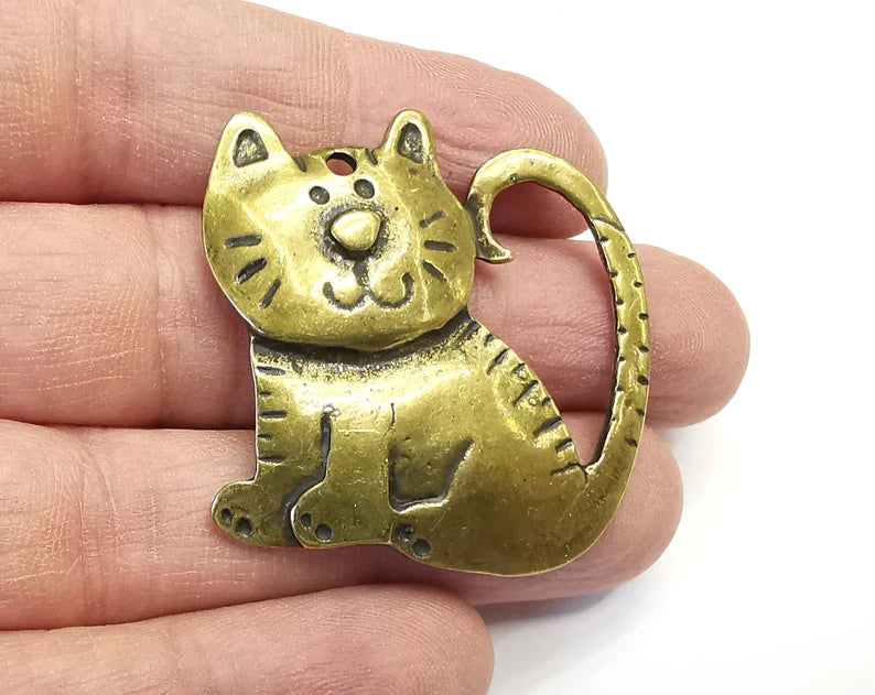 Cat Charms Antique Bronze Plated Charms (40x40mm) G29770