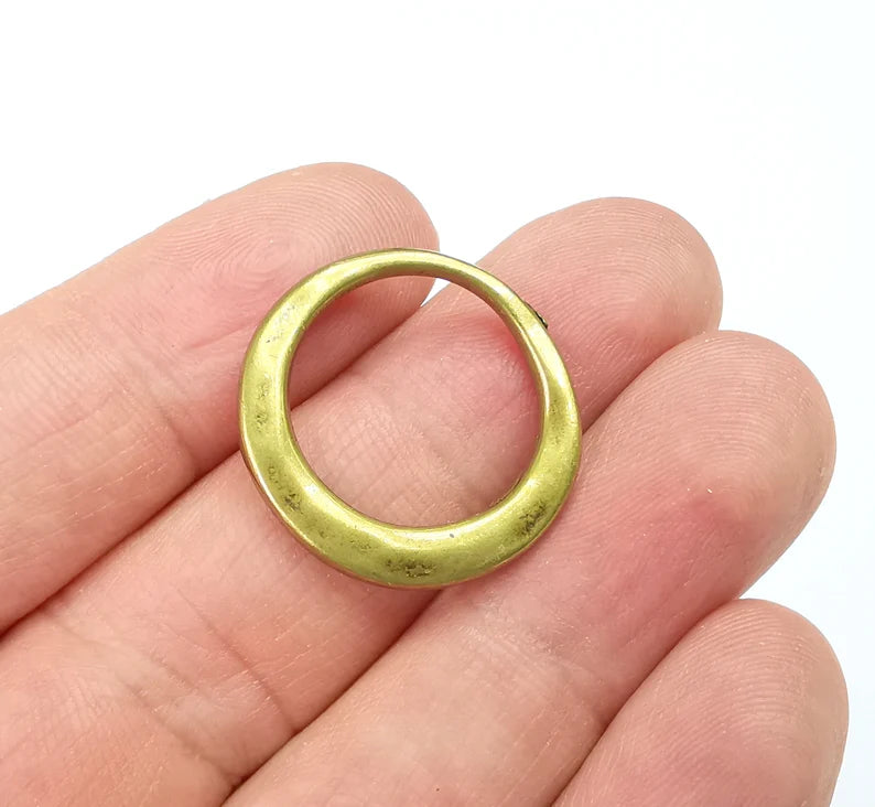 Hammered Circle Jewelry Findings Antique Bronze Plated Organic Shape Charms (24mm) G29600