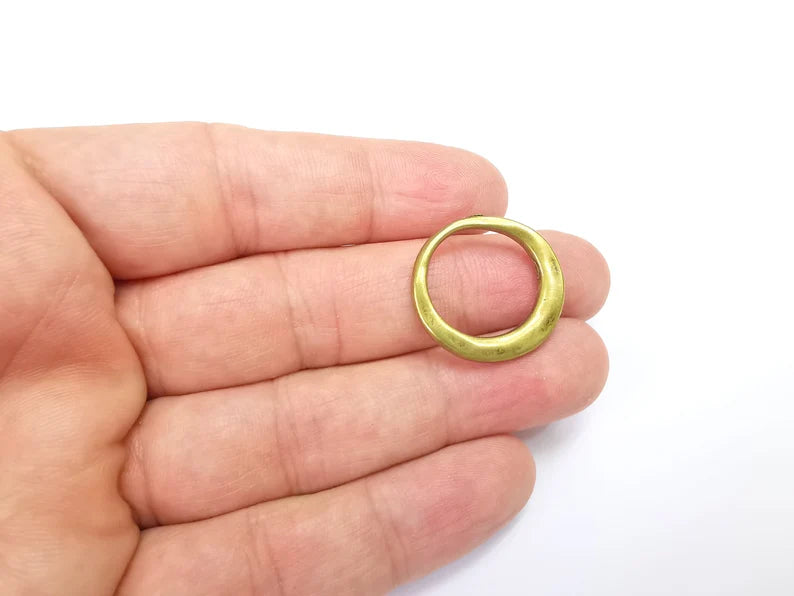 Hammered Circle Jewelry Findings Antique Bronze Plated Organic Shape Charms (24mm) G29600