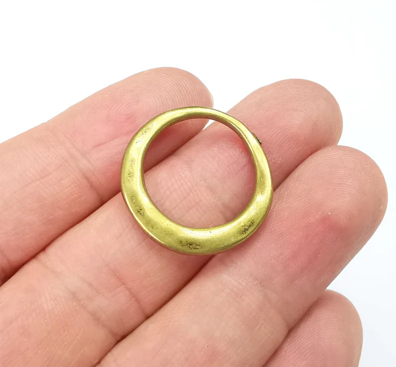 Hammered Circle Jewelry Findings Antique Bronze Plated Organic Shape Charms (24mm) G29600