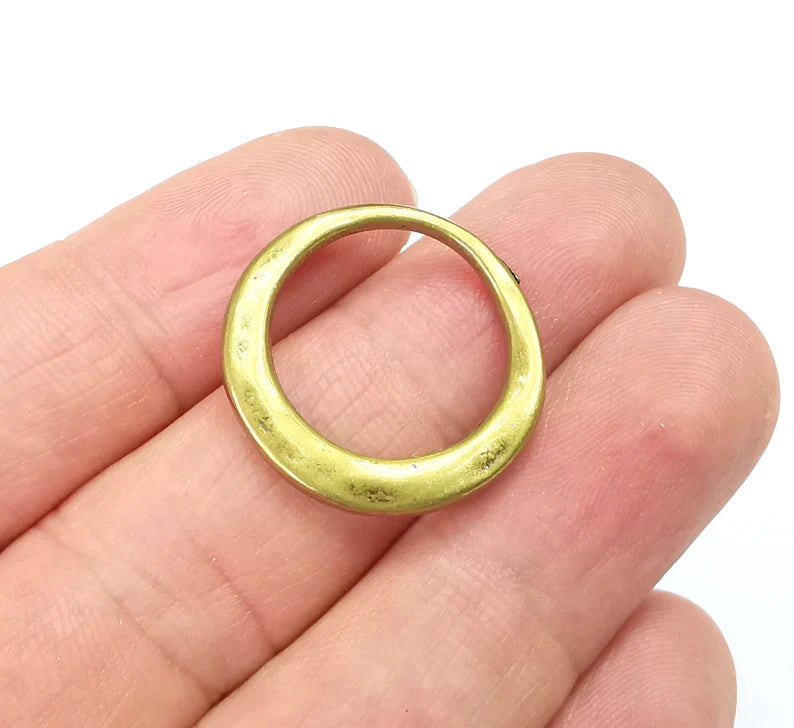 Hammered Circle Jewelry Findings Antique Bronze Plated Organic Shape Charms (24mm) G29600