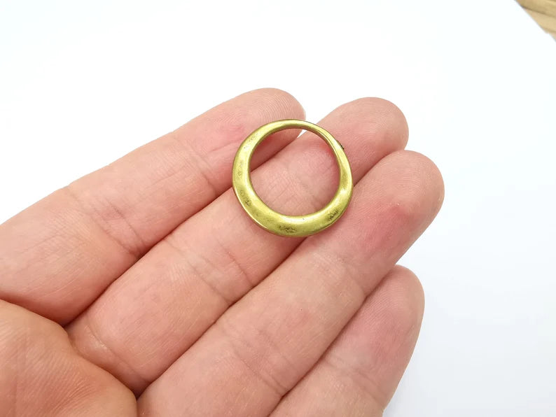 Hammered Circle Jewelry Findings Antique Bronze Plated Organic Shape Charms (24mm) G29600