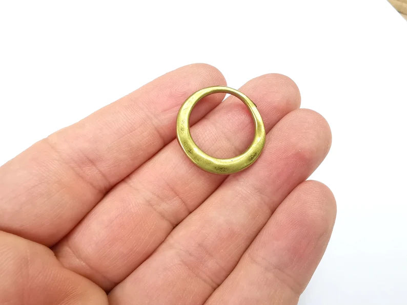 Hammered Circle Jewelry Findings Antique Bronze Plated Organic Shape Charms (24mm) G29600