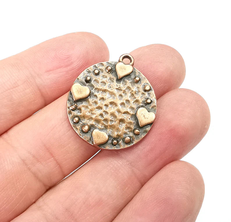 Hearts Charms Pendant Antique Copper Plated (28x25mm) G29601