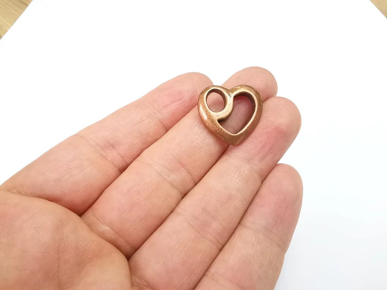 2 Hearts Charms Antique Copper Plated (22x20mm) G29603