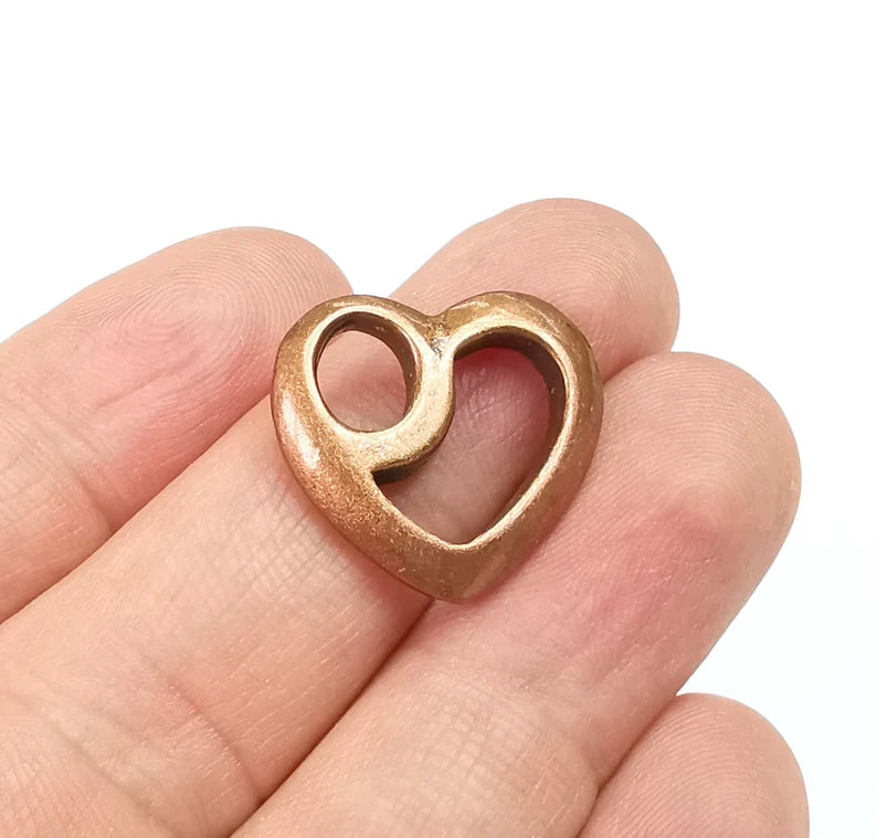 2 Hearts Charms Antique Copper Plated (22x20mm) G29603