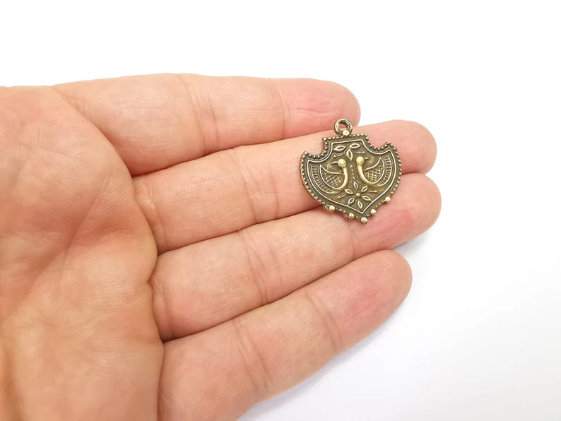 2 Bronze Dangle Charms, Antique Bronze Plated (27x26mm) G29608