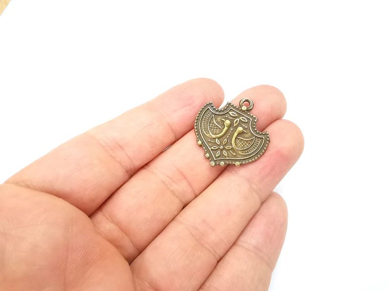 2 Bronze Dangle Charms, Antique Bronze Plated (27x26mm) G29608
